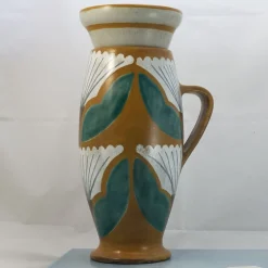 Vaso in Ceramica Zafferano con Coperchio e Motivo Floreale