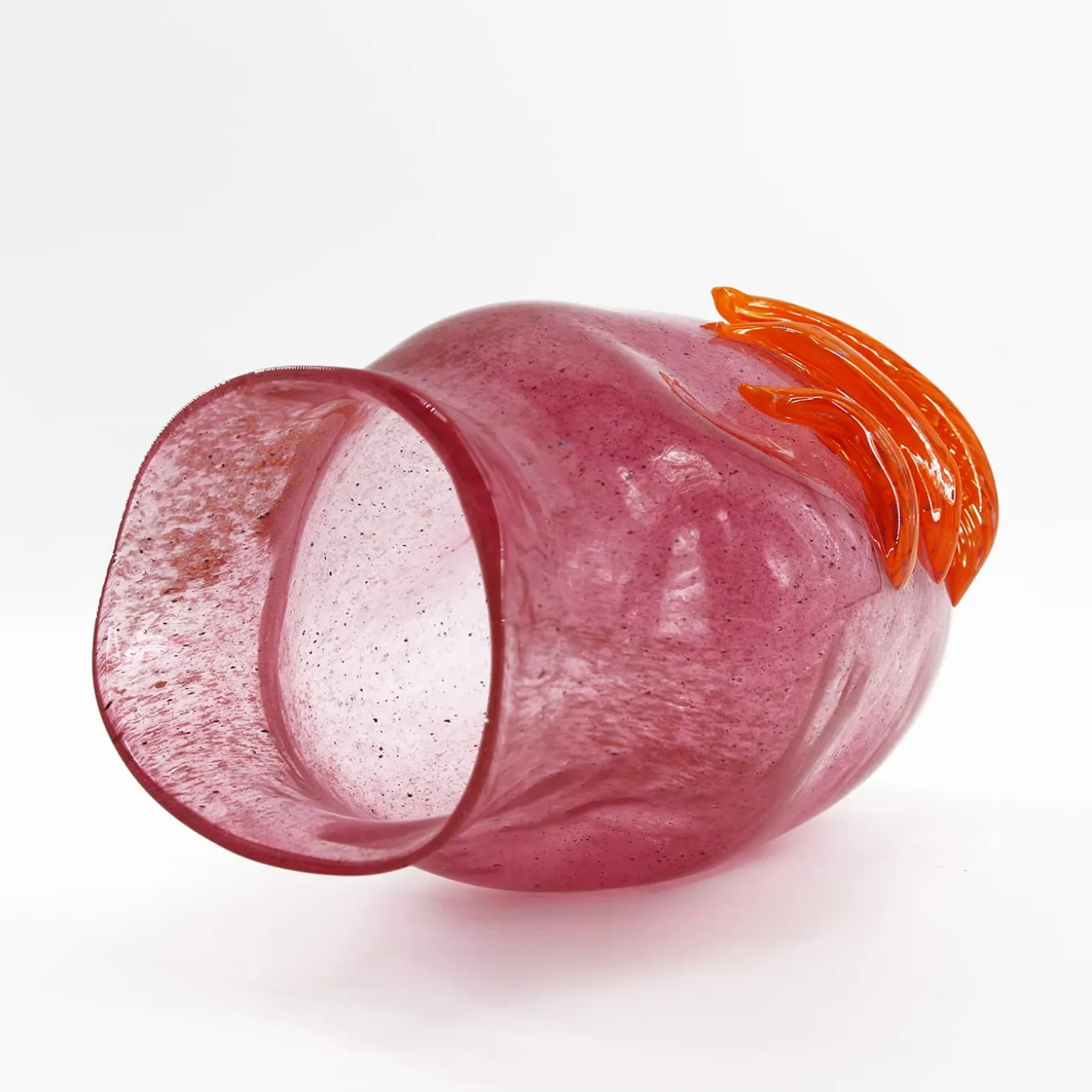 Vaso in Vetro di Murano Flow Rosa e Arancione