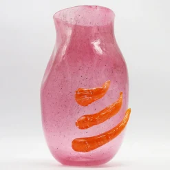 Vaso in Vetro di Murano Flow Rosa e Arancione