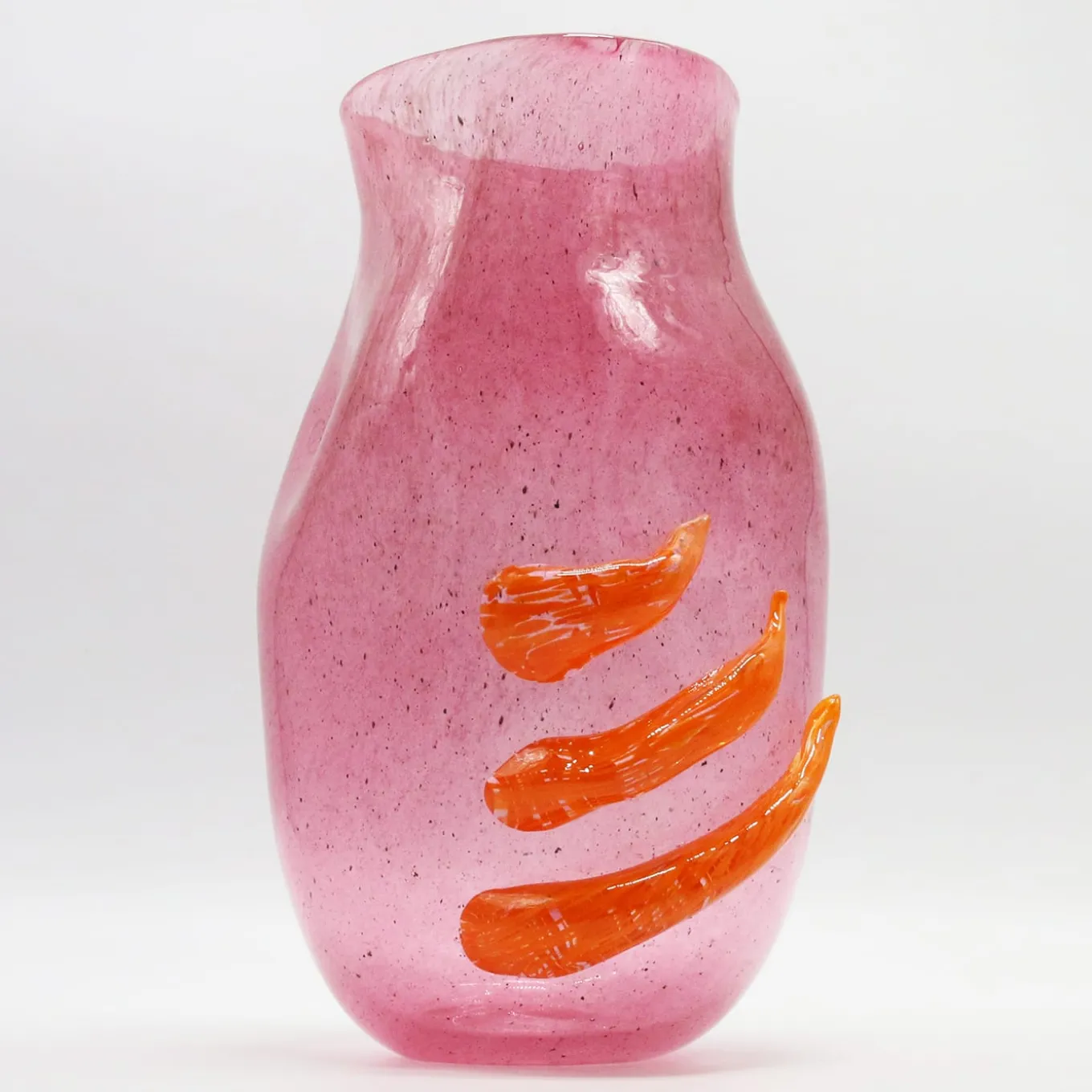 Vaso in Vetro di Murano Flow Rosa e Arancione
