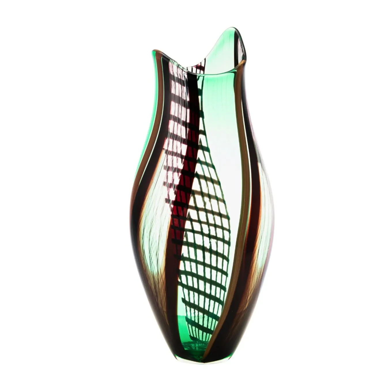 Vaso in Vetro Policromo a Forma di Bocciolo Aura di Murano