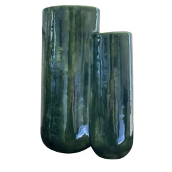 Vaso MattiaMatteo Foglia in ceramica smaltata verde lucido