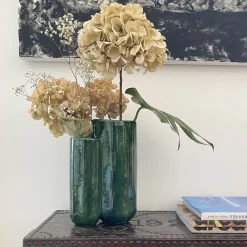 Vaso MattiaMatteo Foglia in ceramica smaltata verde lucido