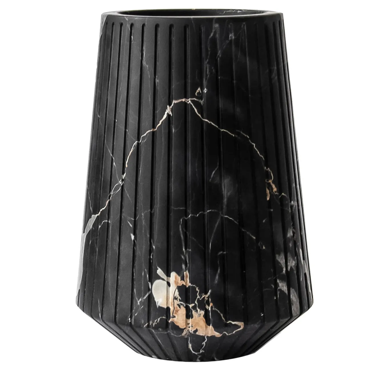 Vaso medio a righe in marmo Portoro