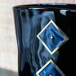 Vaso Midi in Vetro Nero Cloisonné