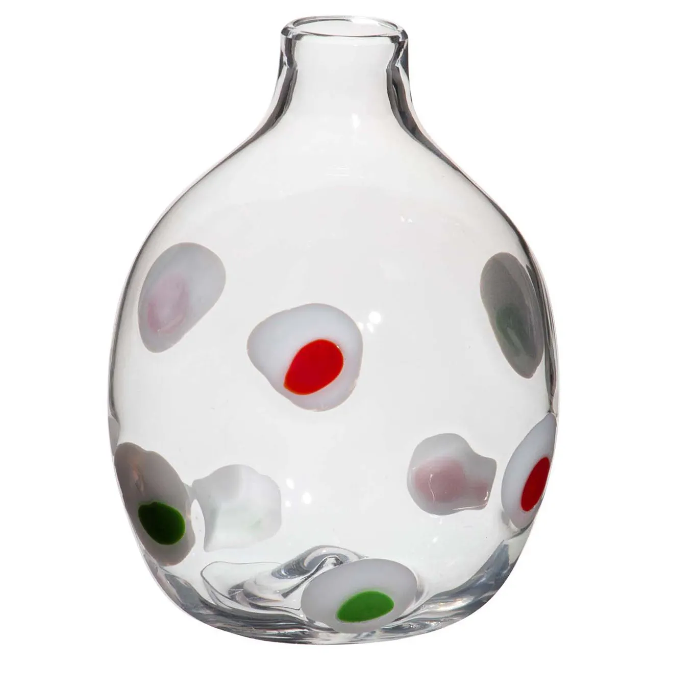 Vaso monofiore a pois bianchi/rossi/verdi di Carlo Moretti