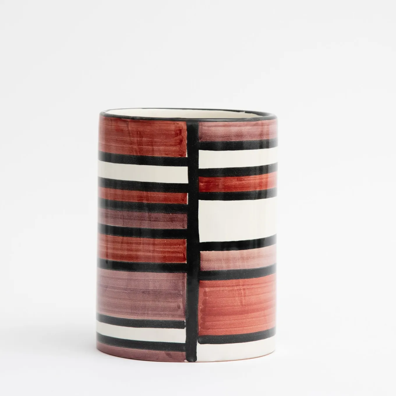 Vaso Nemesi cilindrico a righe color ruggine