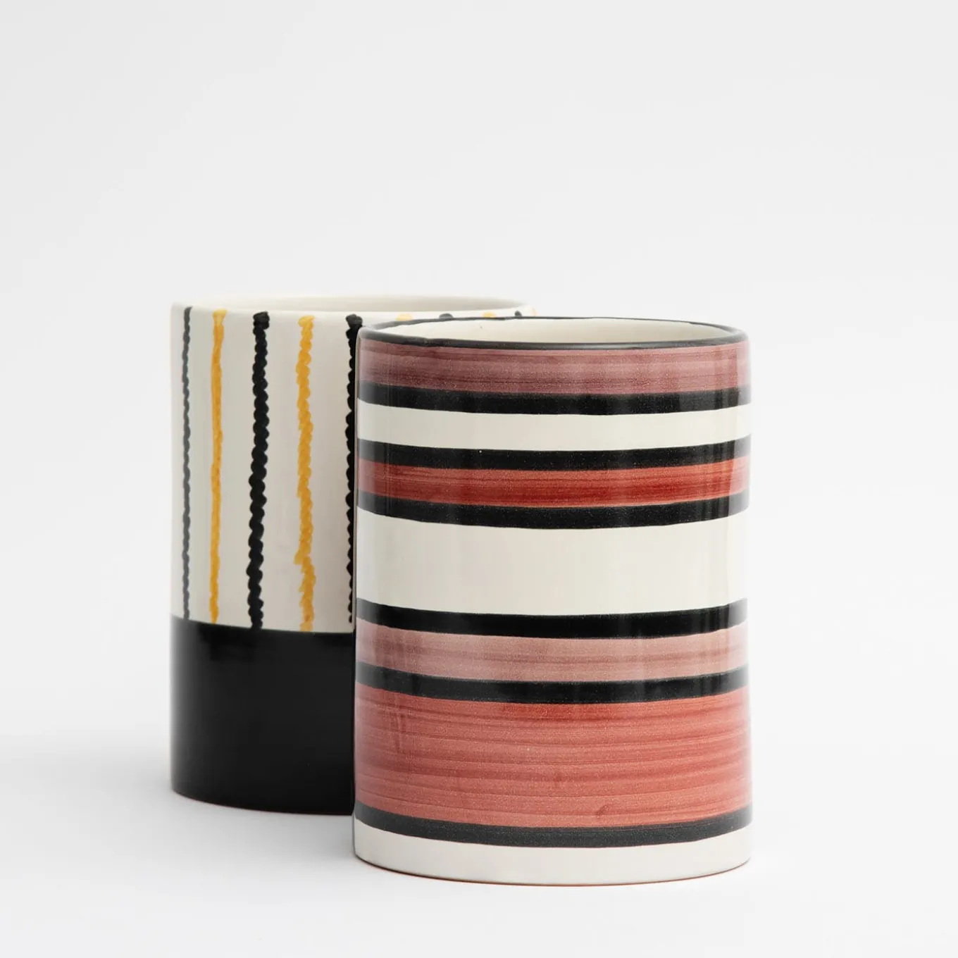Vaso Nemesi cilindrico a righe color ruggine