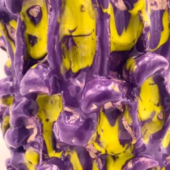 Vaso Onda in velluto viola e giallo limone