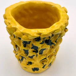 Vaso Onda Sunflower giallo e nero lucido