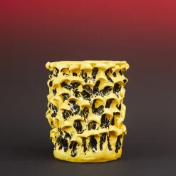 Vaso Onda Sunflower giallo e nero lucido