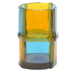 Vaso piccolo Bamboo azzurro e giallo di Enzo Mari