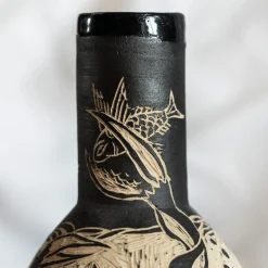 Vaso piccolo Grès beige e nero Granchio