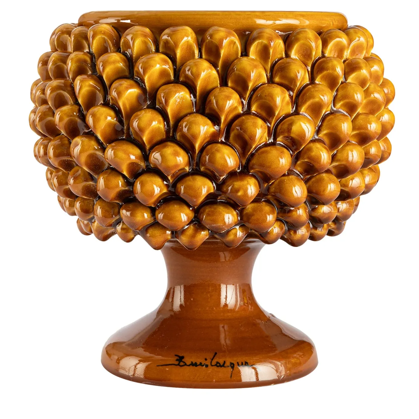 Vaso Pigna in Ceramica Giallo Miele