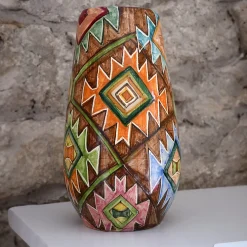 Vaso policromo in stile geometrico Kilim