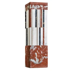 Vaso quadrato in marmo bianco e rosso con coperchio di Luciano Setten