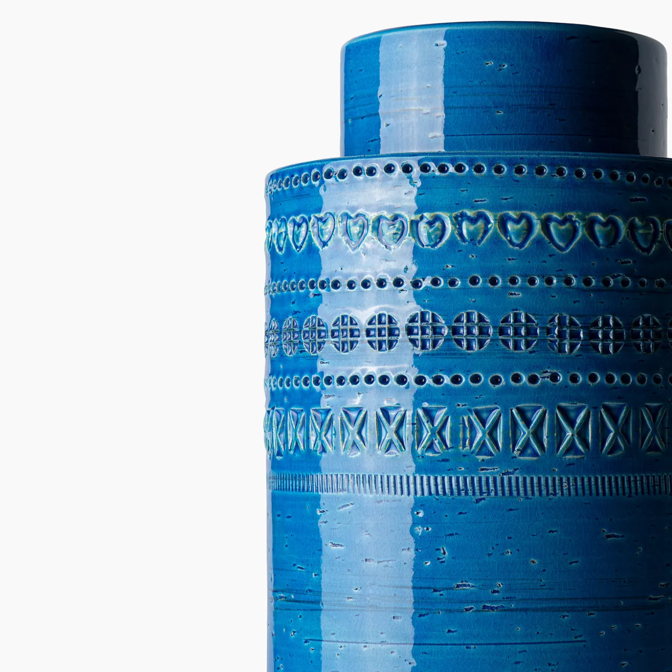Vaso rocchetto blu a cilindro di Aldo Londi