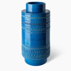 Vaso rocchetto blu a cilindro di Aldo Londi