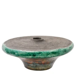 Vaso scultura rotondo in raku Intorno al Cerchio di Nino Basso