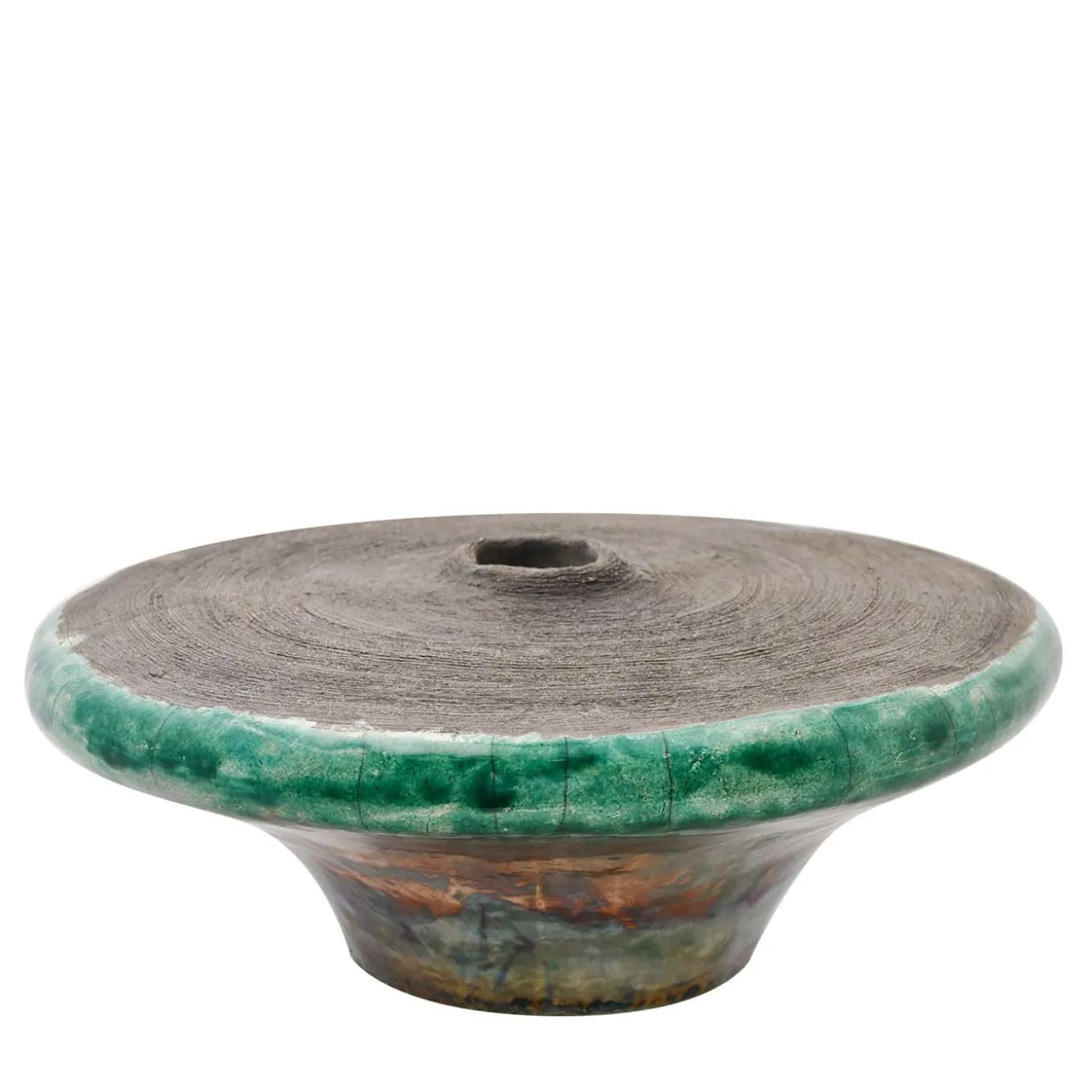 Vaso scultura rotondo in raku Intorno al Cerchio di Nino Basso