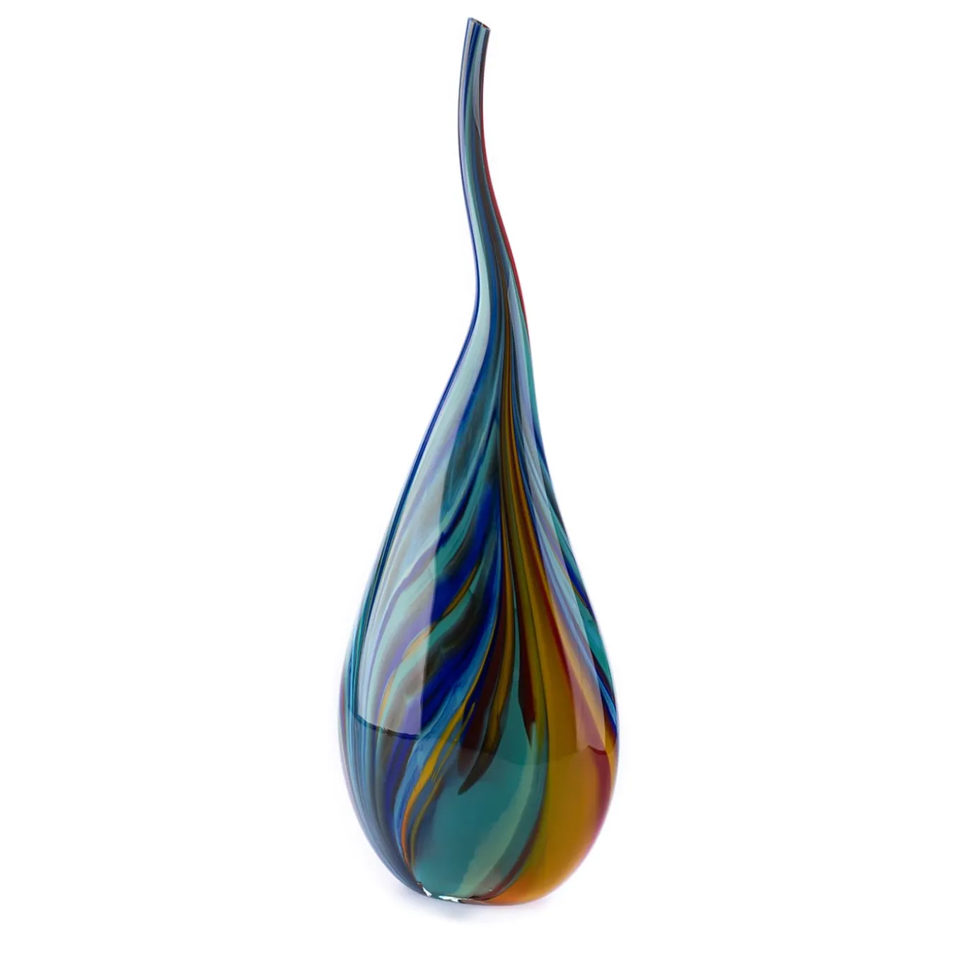 Vaso-scultura in vetro di Murano multicolore a goccia di fuoco #3
