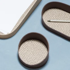 Vassoio medio ovale Chevron beige per valigie