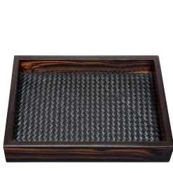 Vassoio rettangolare intrecciato a mano Febe Ebony