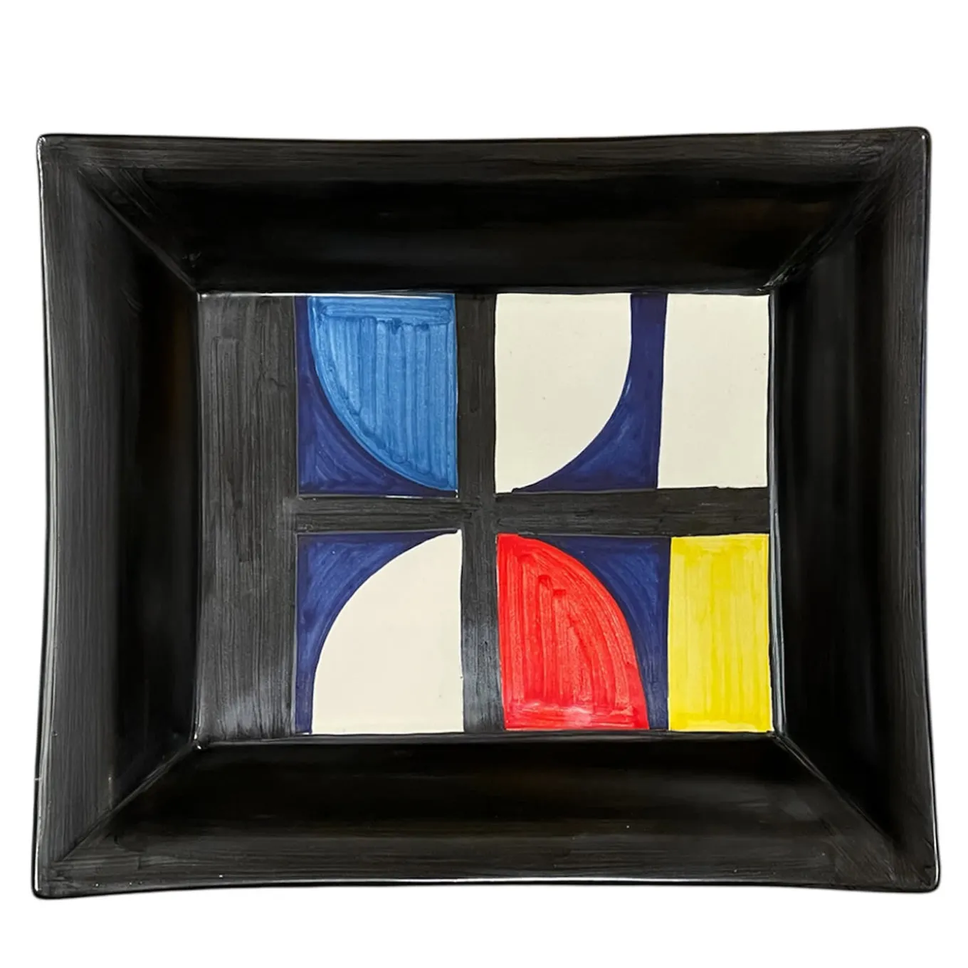 Vassoio tascabile in ceramica a contrasto Bauhaus di Benedetto Longobardi