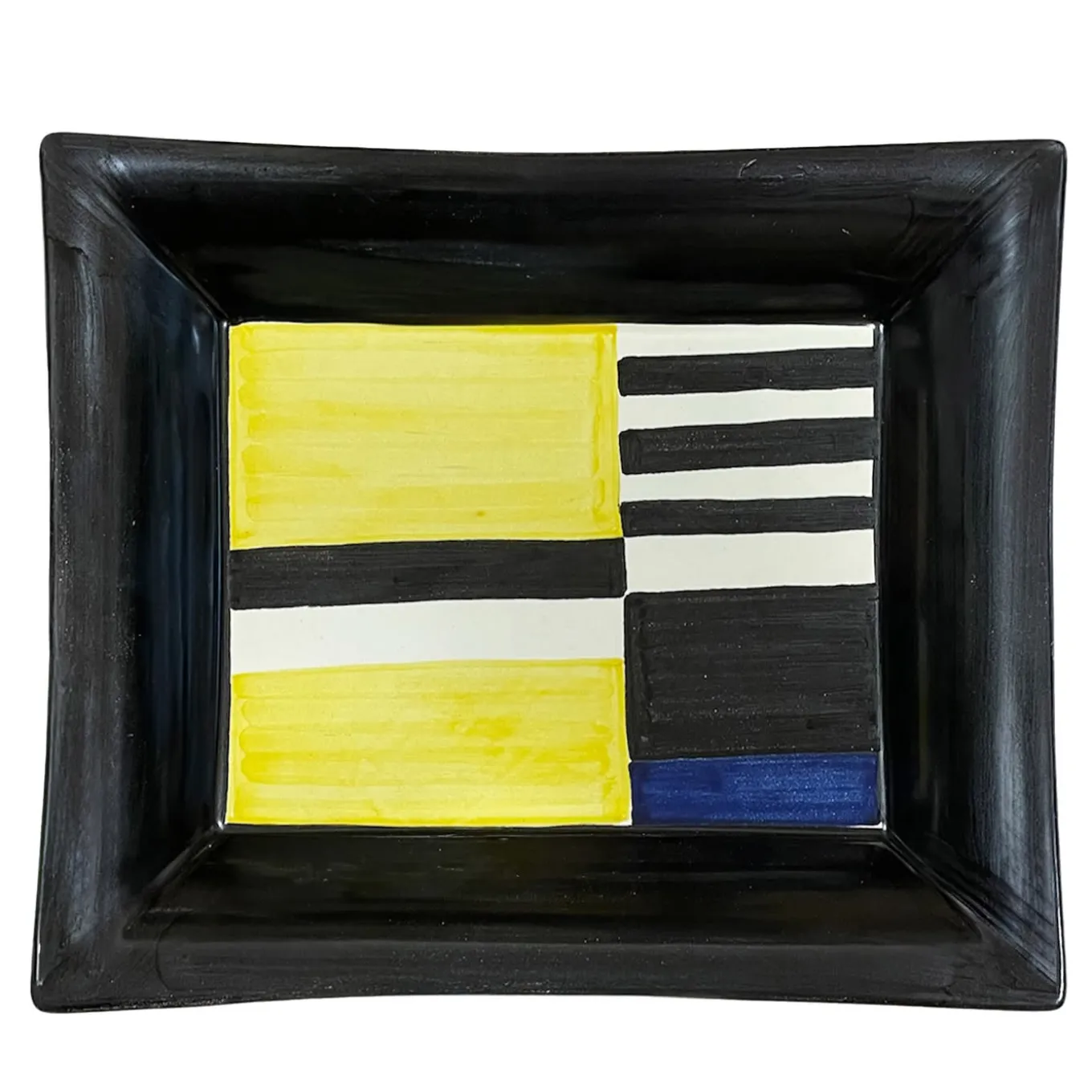 Vassoio tascabile in ceramica giallo-nera Bauhaus di Benedetto Longobardi
