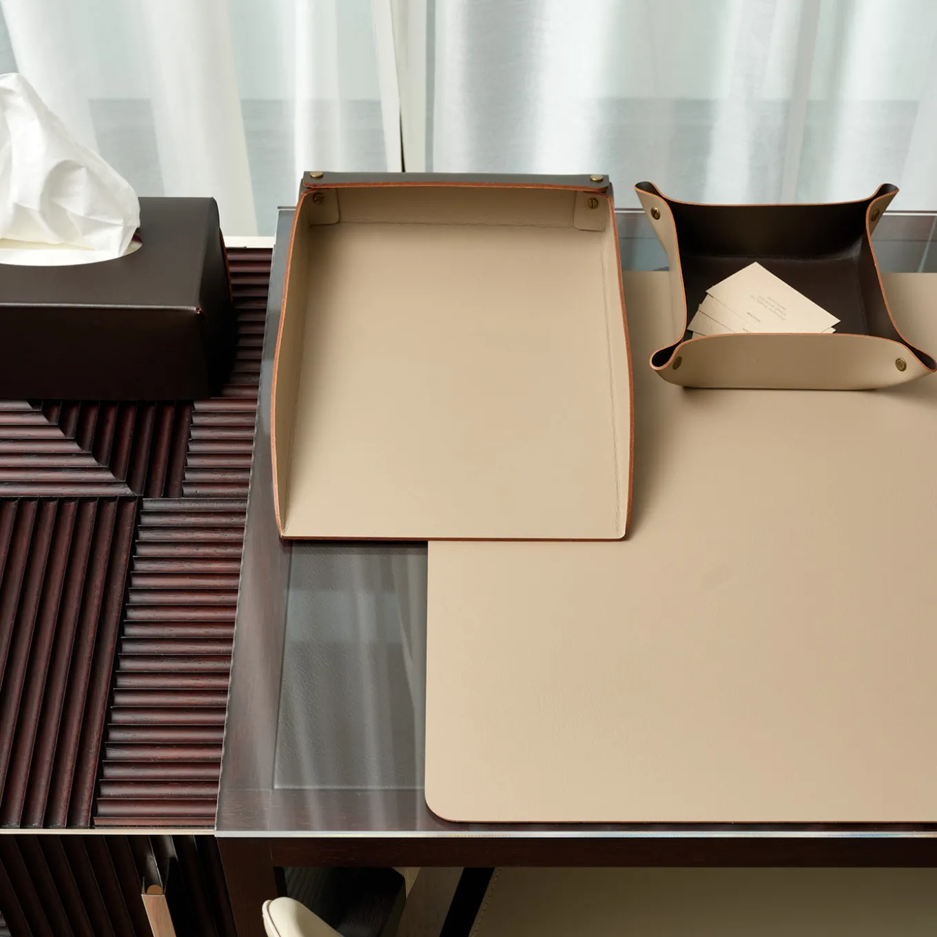 Vide poche in pelle Cappuccino e cioccolato #2