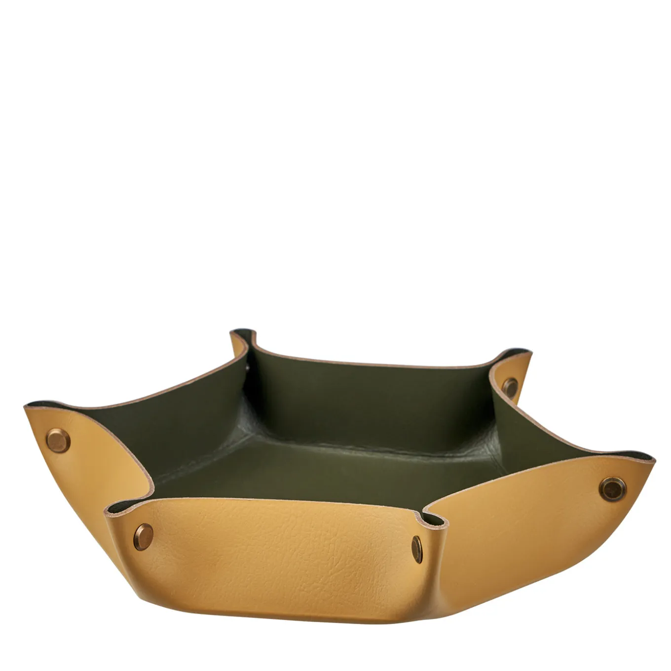 Vide poche in pelle senape e verde oliva #4