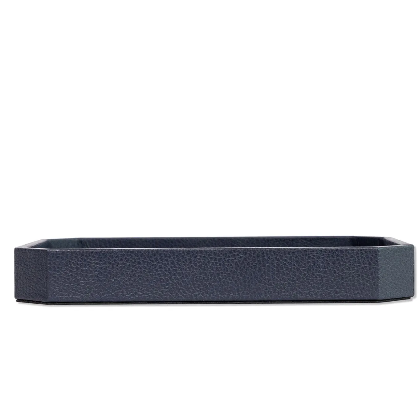 Vide-poche media Del Monte in legno e pelle blu Capri