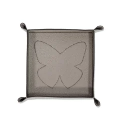 Vide-Poche Michelangelo Butterfly in pelle grigio luna