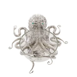 Zuppiera Octopus in argento sterling e cristallo